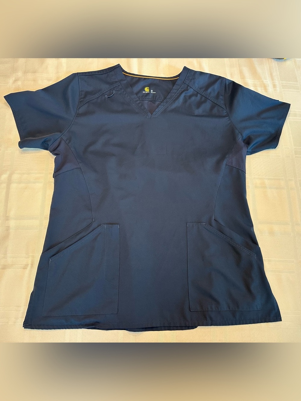 Carhartt Womens Size Medium M Scrub Top Shirt Force  Navy Blue  V-Neck Top